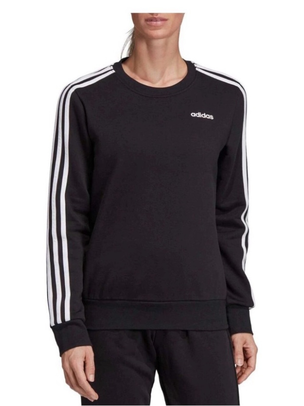 Adidas Women’s Black 3-Stripes Crewneck Sweatshirt | Size 2X